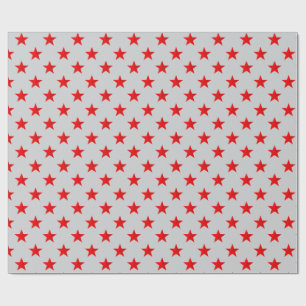 Papel De Presente Cinza Sky Bright Red Stars