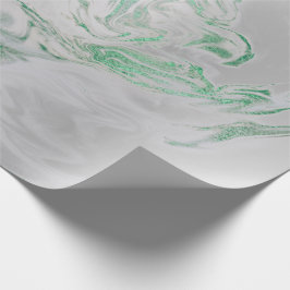 Papel De Presente Cinza Verde Emerald Mint Marble Shiny Glam