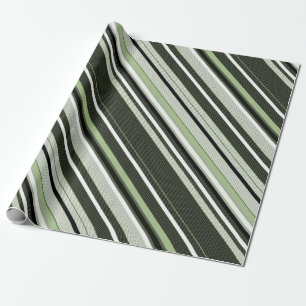 Papel De Presente Cinza, verde, listras brancas.