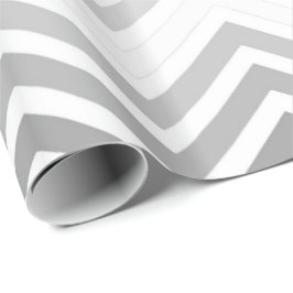 Papel De Presente Cinzas clássicas, feriados felizes brancos chevron