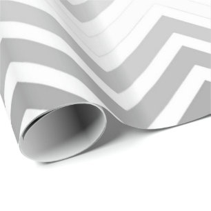 Papel De Presente Cinzas clássicas, feriados felizes brancos chevron