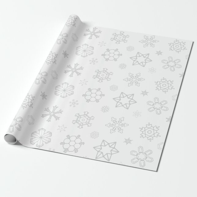 Papel De Presente Cinzas com flocos de neve no Livro Branco de Natal (Desenrolado)