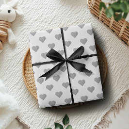 Papel De Presente Cinzas Concretas Simétricas em Branco