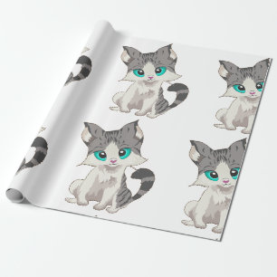 PAPEL DE PRESENTE CINZAS CUTAS E PEQUENAS PEQUENAS COZINHAS COM OLHO