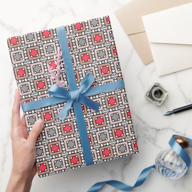 Papel De Presente cinzas de arte moderna geométrica deco, bege (Presentear)