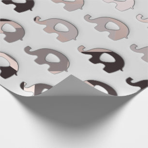 Papel De Presente Cinzas de Pastas Negras 3D Elefantes