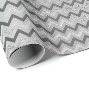 Papel De Presente Cinzas de Prata Chevron Linhas Zig Zag Lux