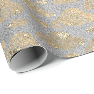Papel De Presente Cinzas de Prata Foxier Nuvens de Lata Metálica