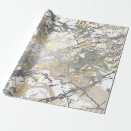 Papel De Presente Cinzas de prata Marble Shiny, Marinho Branco Metál