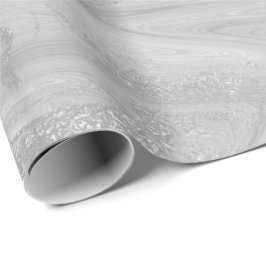 Papel De Presente Cinzas de prata mármore branco molhado metálico br