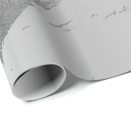 Papel De Presente Cinzas De Prata Traços Metálicos Marble Shiny Glam
