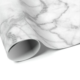 Papel De Presente Cinzas de prata White Carrara Marble Stone Mínimos