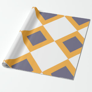 Papel De Presente Cinzas e formas de diamante de laranja