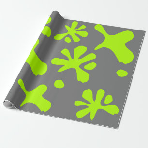 Papel De Presente Cinzas engraçadas e padrão verde-néon divertido