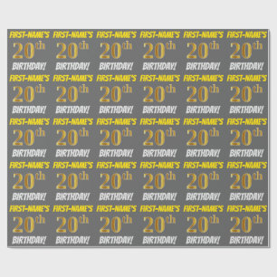 Papel De Presente Cinzas, falso/ouro de imitação, "20o ANIVERSÁRI