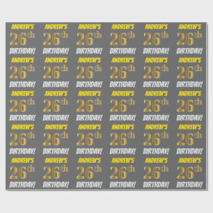 Papel De Presente Cinzas, falso/ouro de imitação, "26o ANIVERSÁRI