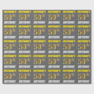Papel De Presente Cinzas, falso/ouro de imitação, "50th ANIVERSÁR