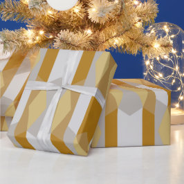 Papel De Presente Cinzas geométricas Douradas e prateadas do Rico mo