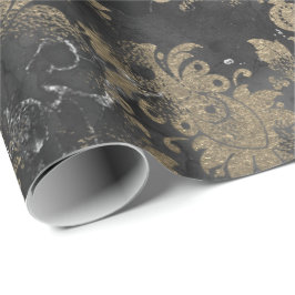 Papel De Presente Cinzas Grafitas Sepia Algodão Floral Preto Sepia