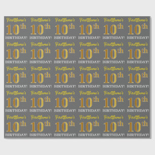 Papel De Presente Cinzas, olhar Dourado de imitação "10o ANIVERSÁ