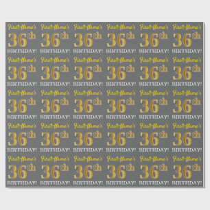 Papel De Presente Cinzas, olhar Dourado de imitação "36th