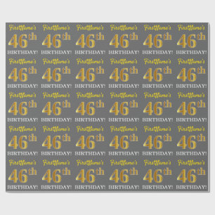 Papel De Presente Cinzas, olhar Dourado de imitação "46th