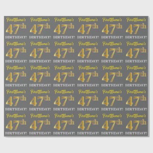 Papel De Presente Cinzas, olhar Dourado de imitação "47th
