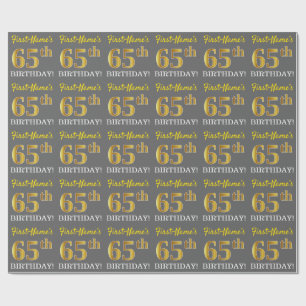 Papel De Presente Cinzas, olhar Dourado de imitação "65th