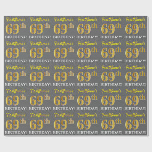 Papel De Presente Cinzas, olhar Dourado de imitação "69th