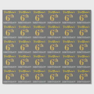 Papel De Presente Cinzas, olhar Dourado de imitação "6o ANIVERSÁR
