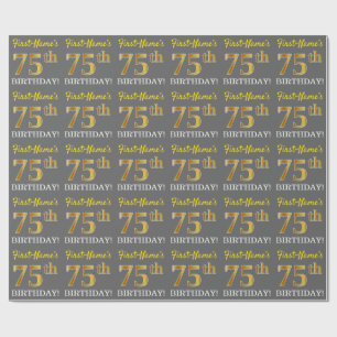 Papel De Presente Cinzas, olhar Dourado de imitação "75th
