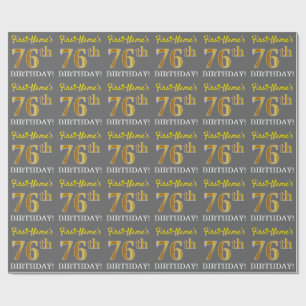 Papel De Presente Cinzas, olhar Dourado de imitação "76th