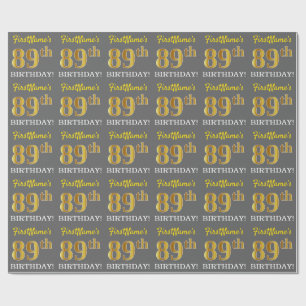 Papel De Presente Cinzas, olhar Dourado de imitação "89th