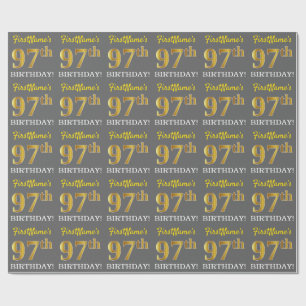 Papel De Presente Cinzas, olhar Dourado de imitação "97th