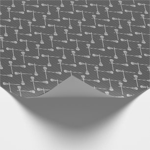 Papel De Presente Cinzas Padrões brancos de Lacrosse