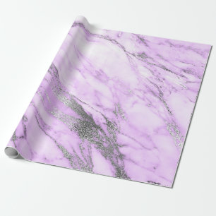 Papel De Presente Cinzas Roxas Glam Brilhante-Branco
