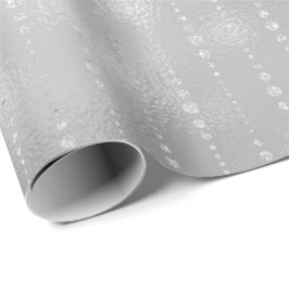 Papel De Presente Cinzas Tiras Prateadas Gotas Vidro Vidro Vidro
