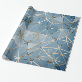 Papel De Presente Cinzas Triângulos Diamond Blue Hexagon Geometr