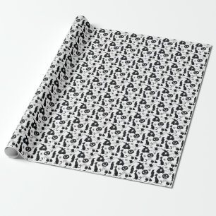 Papel De Presente Cinzas Tropicais Laranja: Padrão De Vintagem
