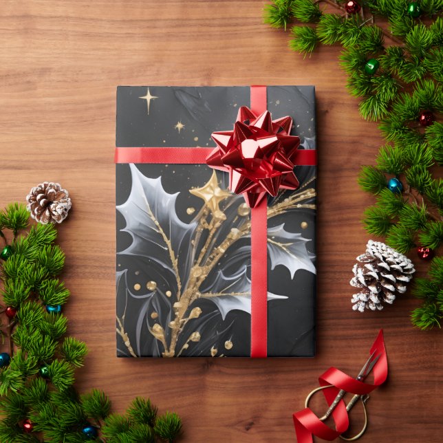 Papel De Presente Circle of Light – Golden Wreath Holiday Gift Wrap (Presente de Natal)