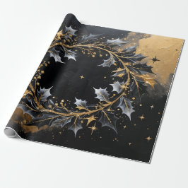 Papel De Presente Circle of Light – Golden Wreath Holiday Gift Wrap