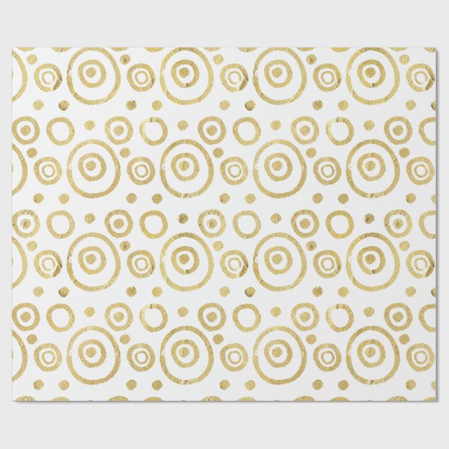 Papel De Presente Círculo De Abstrato Moderno, Dourado E Branco (Aberto)