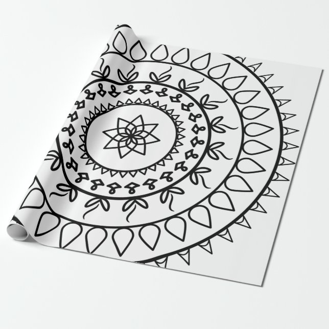 Papel De Presente Círculo espiritual da tatuagem de Mandala (Desenrolado)