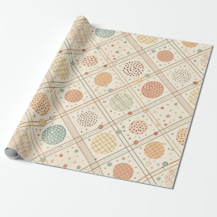 Papel De Presente Círculo Geométrico Retro Abstrato de Meados do S