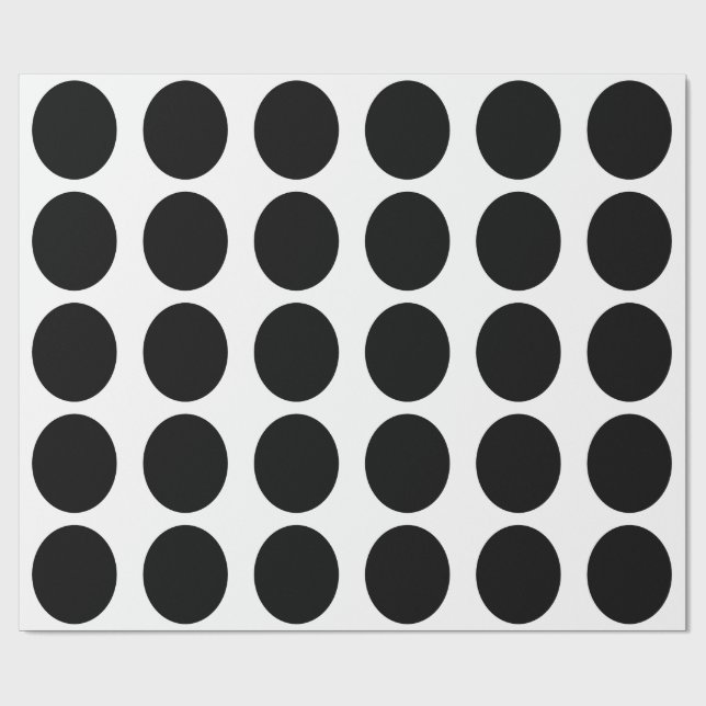 Papel De Presente Círculo Preto Padrão Geométrico Branco Personaliza (Aberto)