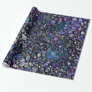 Papel De Presente Círculos Abstrato de Desenho Mão, Azul, Roxo, Pr
