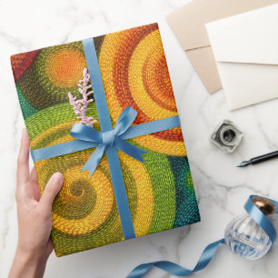 Papel De Presente Círculos concêntricos abstratos em multicolor vibr