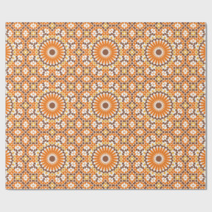 Papel De Presente Círculos de Boho Árabe - Laranja Geométrico