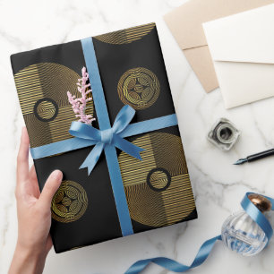 Papel De Presente Círculos de Deco de Arte Dourada Moderna