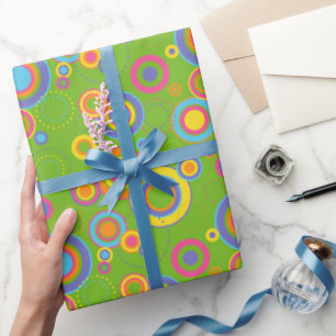 Papel De Presente Círculos de humor retrô em verde